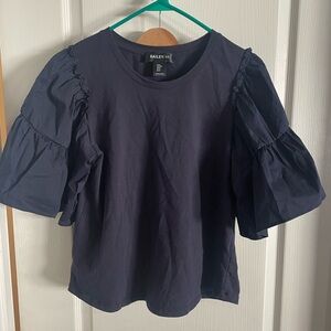 Bailey 44 Navy Puff Sleeve Blouse